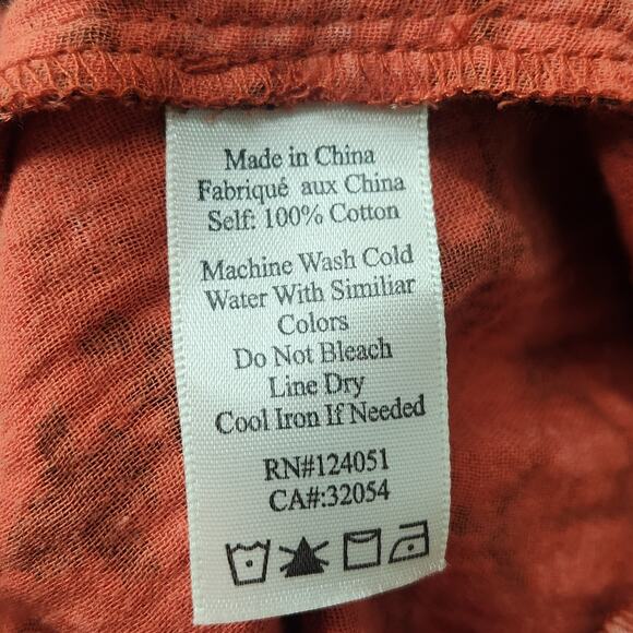 Anthropologie x Porridge Elisabeth Peasant Blouse Size XL Rust Ikat Boho Top - Picture 5 of 7